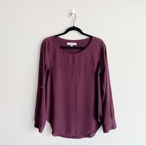 LOFT Blouse with Hi-Lo Hem in Purple